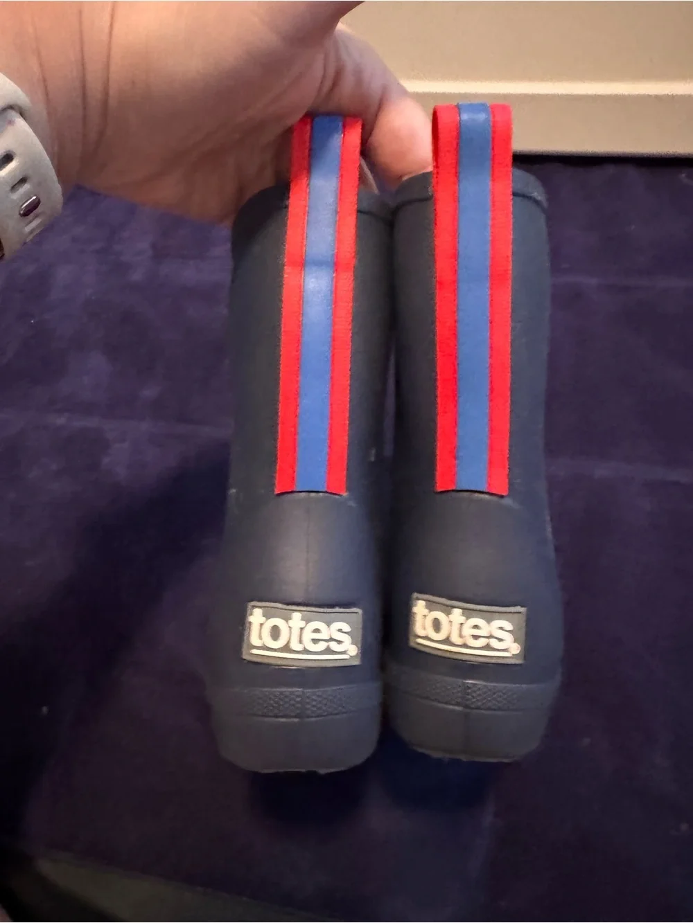 Totes Toddler Navy Blue Rain Boots-sz 5-6, worn once